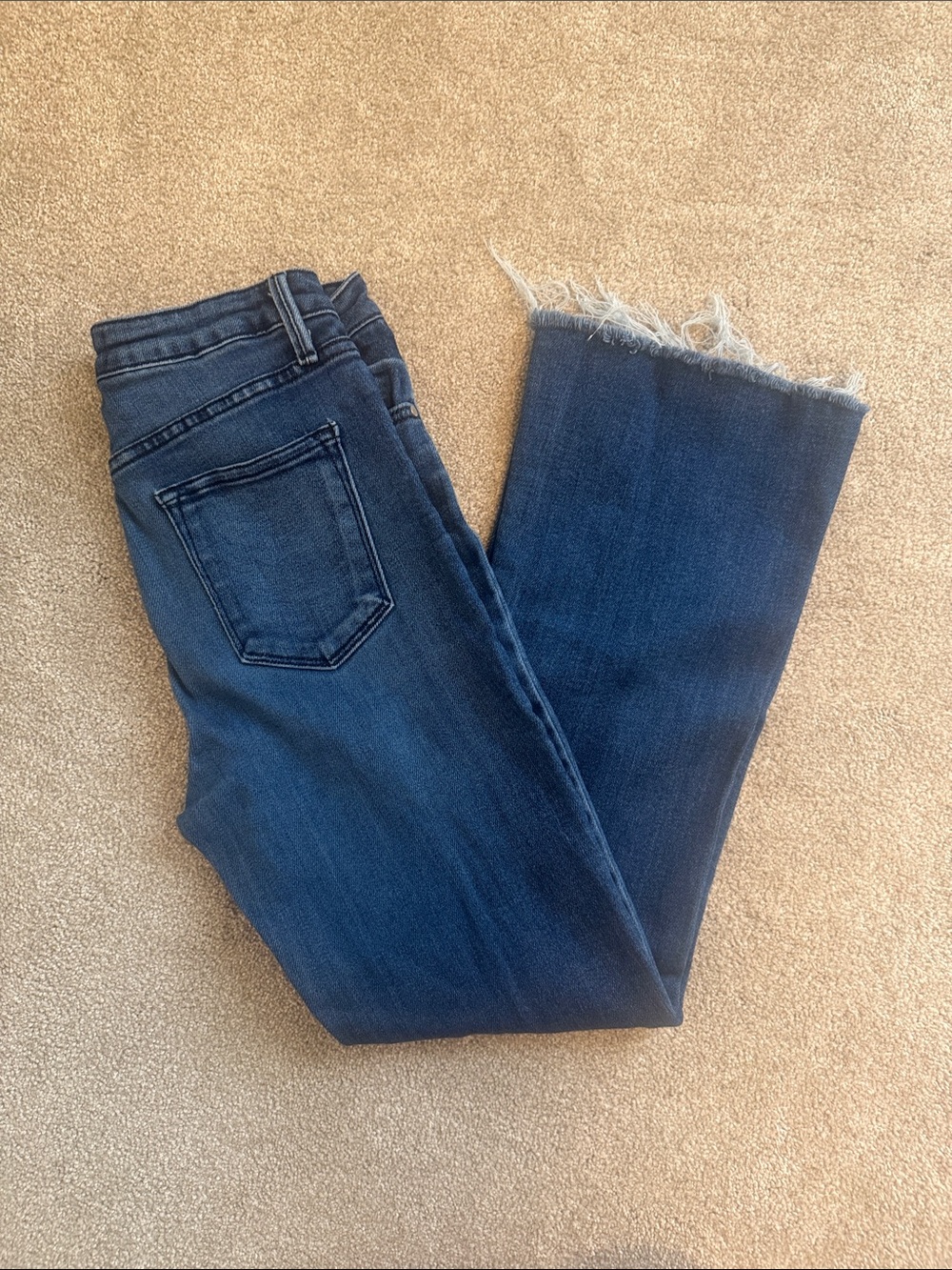 Just Black Dark Blue Frayed Hem Ankle Jeans